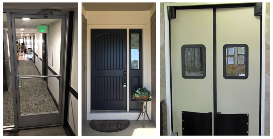 3 manual doors: Glass-Aluminum, Wood, Eliasan doors